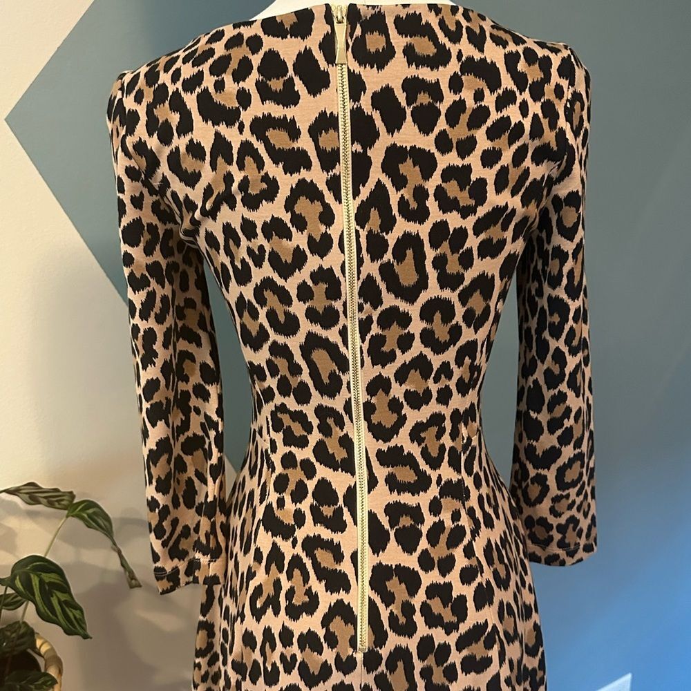 Kate Spade Leopard Fit & Flare Dress 00 Autumn Wedding Guest Homecoming - Picture 4 of 11